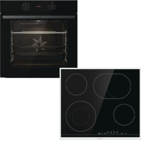 Gorenje BO6717E03BG + ECT643BX Σετ Εντοιχισμού 77lt Π60εκ. Μαύρο